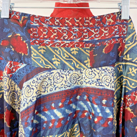 Lauren Ralph Lauren Silk Flare Skirt Abstract Multicolor Print Size 6P Boho Lux - Picture 3 of 6